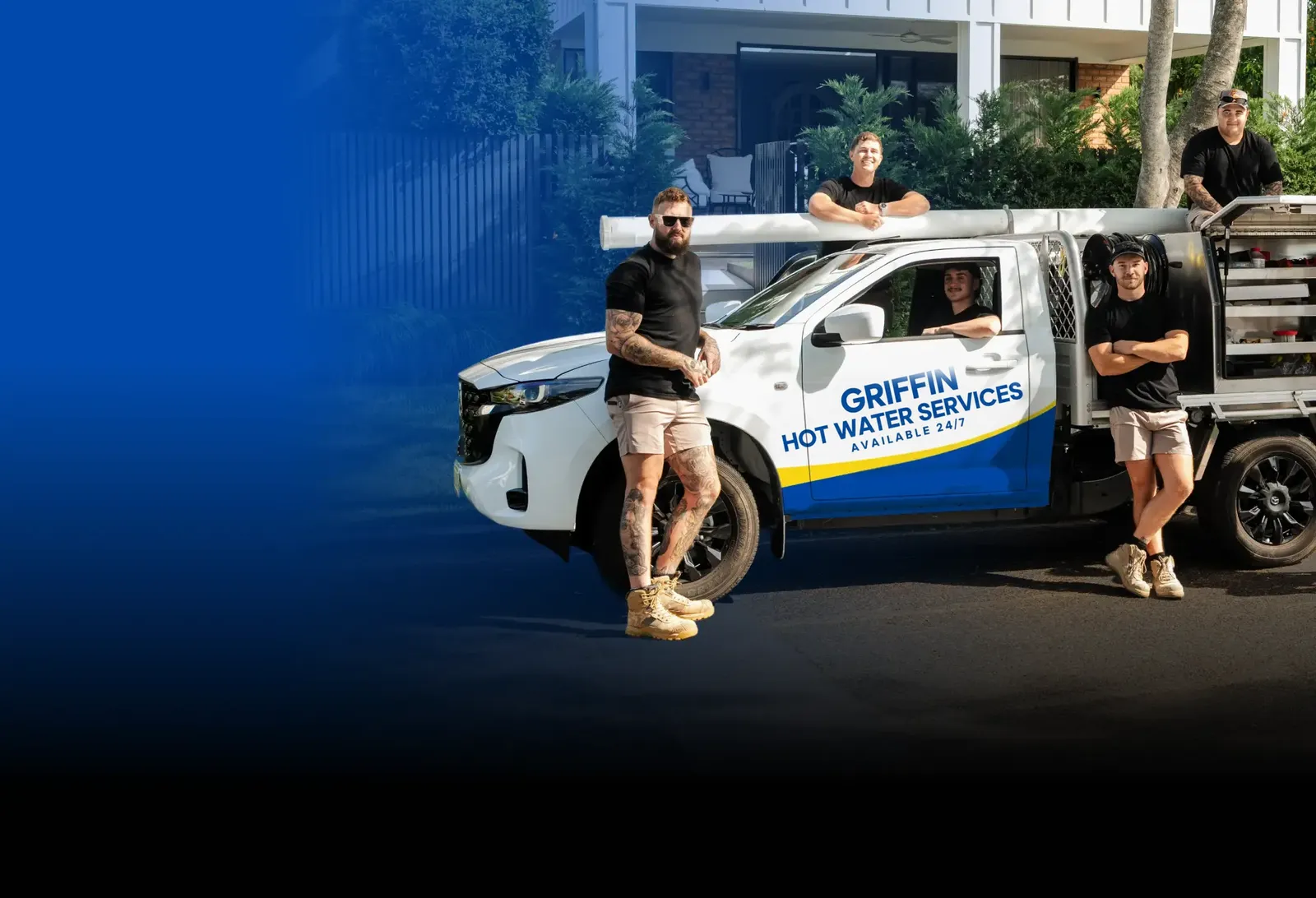 Griffin Hot Water Services team with the ute